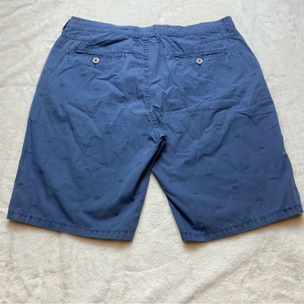 Springfield Blue Fish Print Shorts Size 32 - Picture 2 of 10